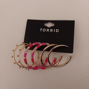 Torrid BEADED HOOP SET OF 3 - GOLD TONE, ORANGE & PINK